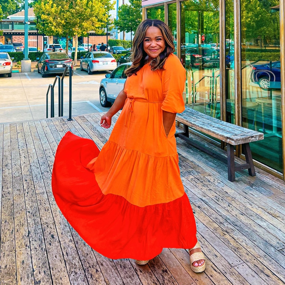 SCOOP COLOR BLOCK MIDI DRESS